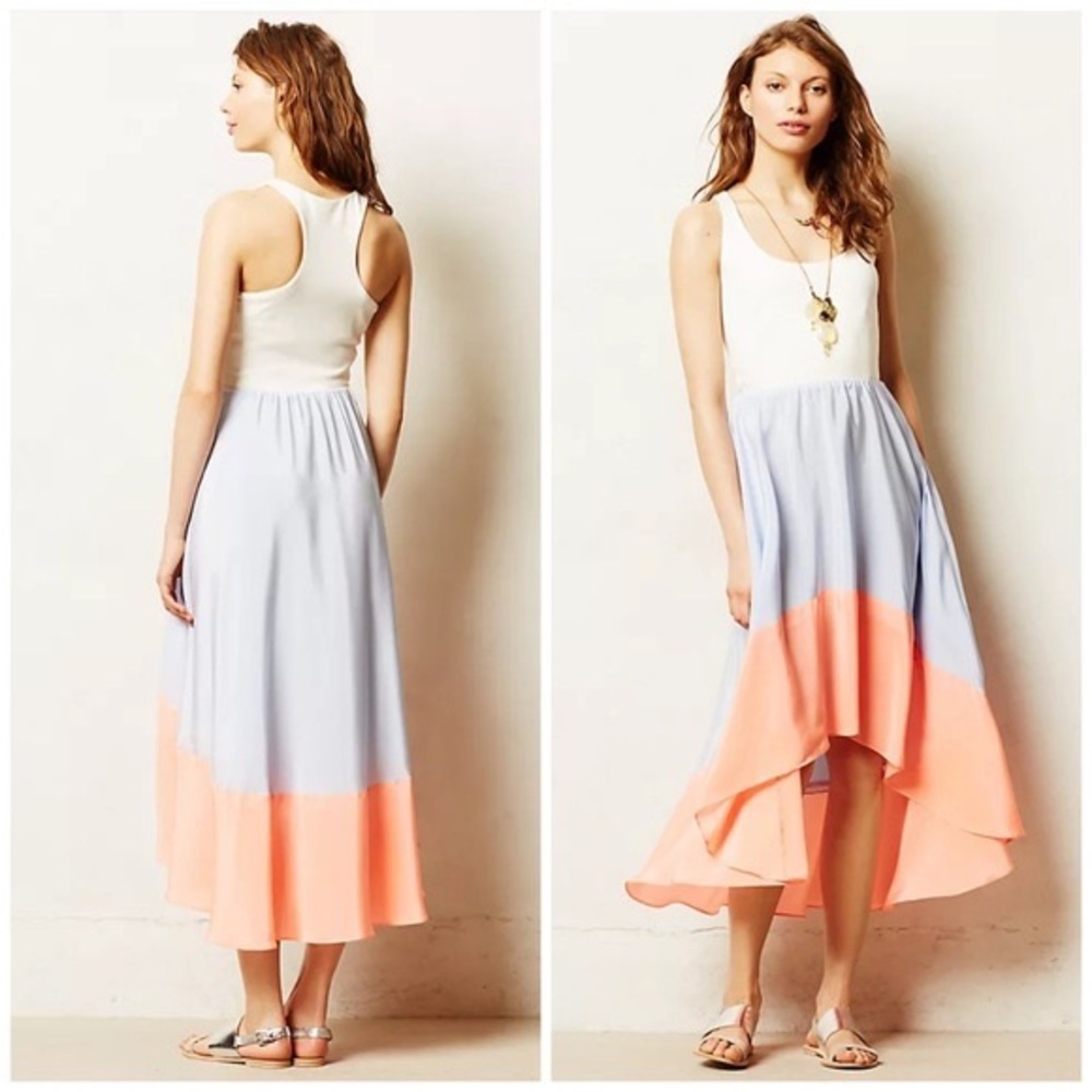 Anthropologie Hitch Capay Dress High Low Silky Flowy Skirt XS Petite